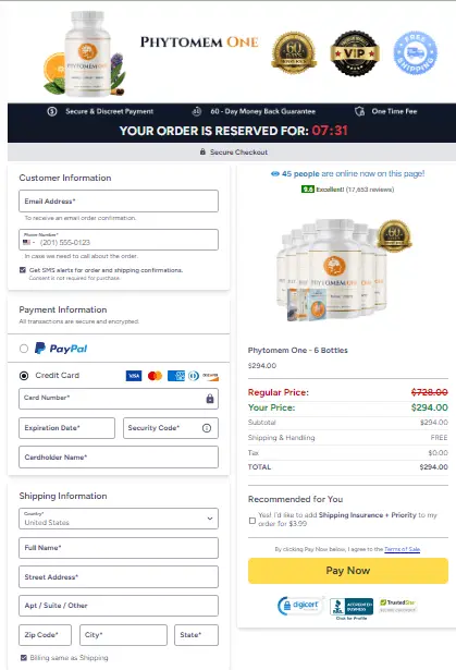 Phytomem One order-page
